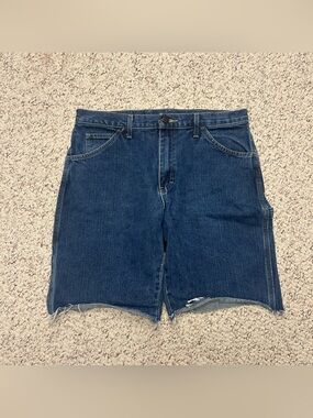 Vintage Dickies Carpenter Jorts Shorts Mens 32 Distressed Denim Cut Off 90s USA